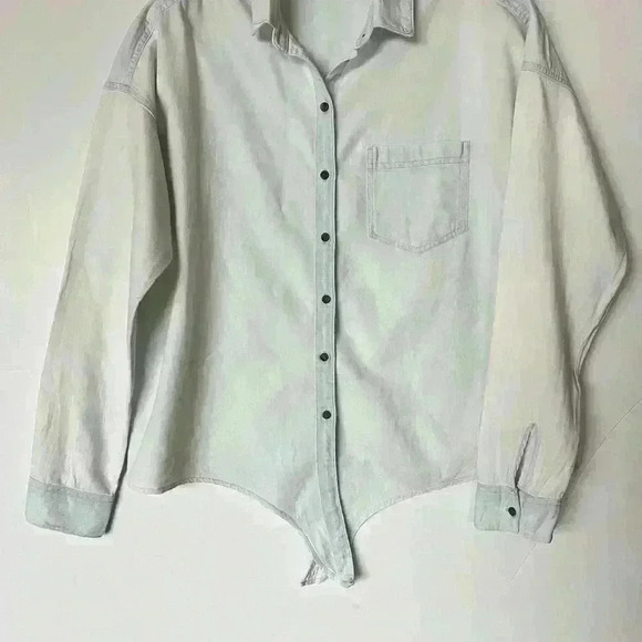 Prana Edina Chambray Tie Front Button Down Shirt - Picture 2 of 8